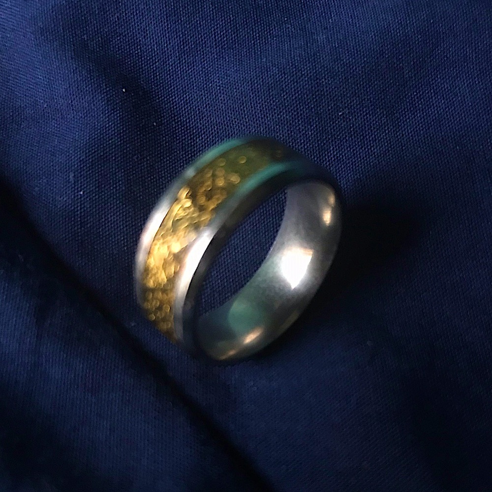 Steel Golden Pattern Prom Ring